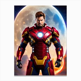 Iron Man In Front Of The Moon 1 Canvas Print