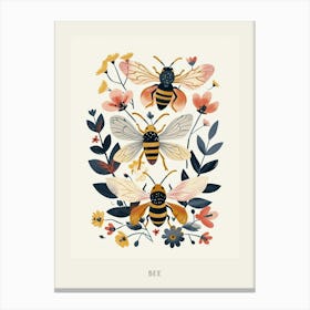 Colourful Insect Illustration Bee 4 Poster Canvas Print
