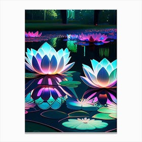 Lotus Flowers In Park Holographic 5 Canvas Print