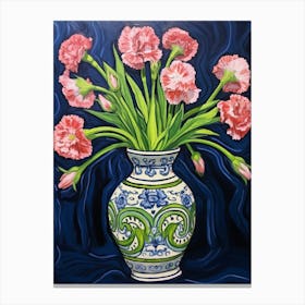 Flowers In A Vase Still Life Painting Carnation Dianthus 4 Canvas Print