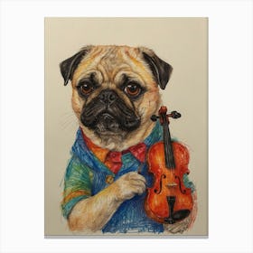 Pug With Violin 2 Canvas Print