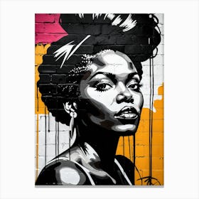 Vintage Graffiti Mural Of Beautiful Black Woman 2 Canvas Print