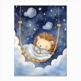 Baby Hedgehog 1 Sleeping In The Clouds Canvas Print