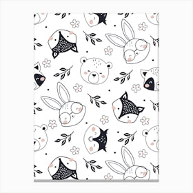 Seamless Kawaii Animals Pattern Leinwandbild