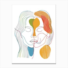 Abstract Women Faces In Line 10 Canvas Print