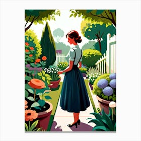 A Woman In The Garden - Into The Garden Canvas Print