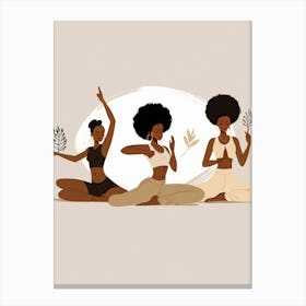 Three Black Women In Yoga Pose Canvas Print