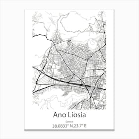 Ano Liosia,Greece Minimalist Map Canvas Print