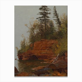 A Rocky Cove, Albert Bierstad Canvas Print