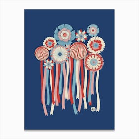 Floral Extravaganza Party [navy and red] Canvas Print