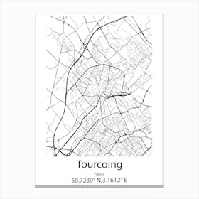 Tourcoing,France Minimalist Map Canvas Print