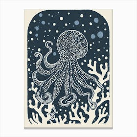 A Whimsical Octopus In A Coral Reef Canvas Print