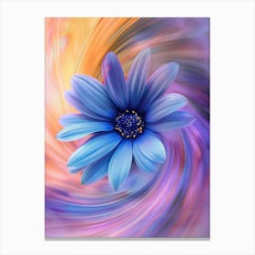 Blue Flower In A Swirl Canvas Print