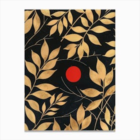 Gold Leaf And Red Sun Canvas Print