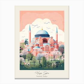 Hagia Sophia   Istanbul, Turkey   Cute Botanical Illustration Travel 1 Poster Canvas Print