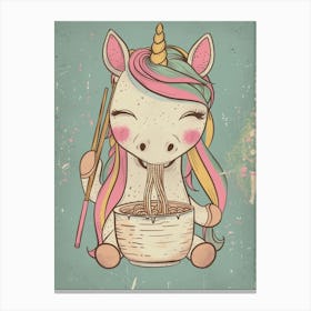 Cute Unicorn Eating Ramen Canvas Print