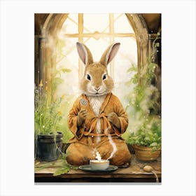 Bunny Meditating Rabbit Prints Watercolour 1 Canvas Print