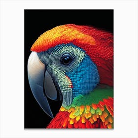 Parrot Pointillism Bird Canvas Print