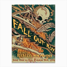 Fall Out Boy Poster Vintage Rock Band Emo Pop Punk Wall Art Canvas Print