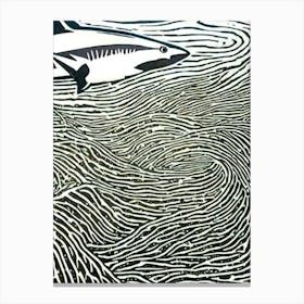 Reef Shark Linocut Canvas Print