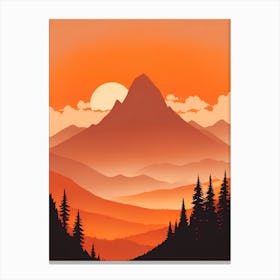 Misty Mountains Vertical Composition In Orange Tone 281 Canvas Print