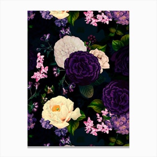 Antique Purple Dutch Night Garden Canvas Print