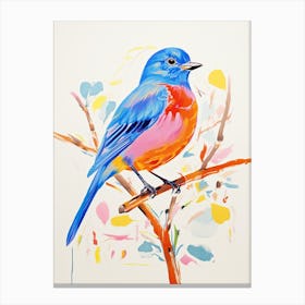 Colourful Bird Painting Eastern Bluebird 1 Canvas Print