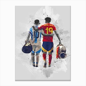 Lamine Yamal And Lionel Messi Canvas Print