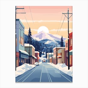 Vintage Winter Travel Illustration Fairbanks Alaska 4 Canvas Print