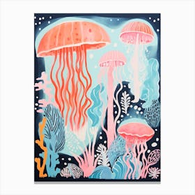 Cute Jelly Fish Illustration Canvas Print
