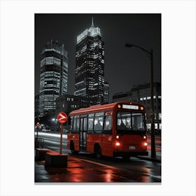 City Bus At Night 1 Canvas Print