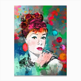 Audrey Hepburn Collage Portrait Canvas Print