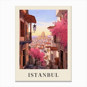 Istanbul Turkey 6 Vintage Pink Travel Illustration Poster Canvas Print