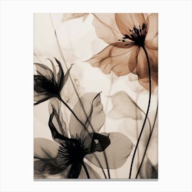 Flowers In Black White and Sepia Canvas Print