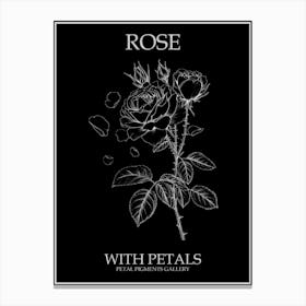 Rose With Petals Line Drawing 2 Poster Inverted Canvas Print