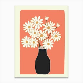 White Daisy Bouquets in Vase 2 Canvas Print