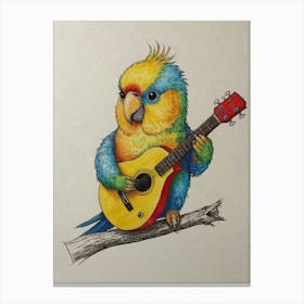 Parrot Playing Guitar 3 Canvas Print