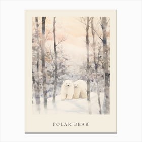 Winter Watercolour Polar Bear 1 Poster Canvas Print