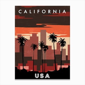 California, USA — Retro travel minimalist poster 1 Canvas Print