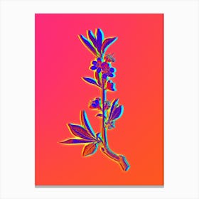 Neon Pink Flower Branch Botanical in Hot Pink and Electric Blue n.0095 Canvas Print