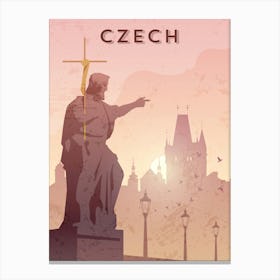 Czech, Prague — Retro travel minimalist poster Canvas Print