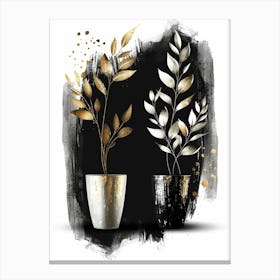 Gold And Black Leaves 5 Canvas Print