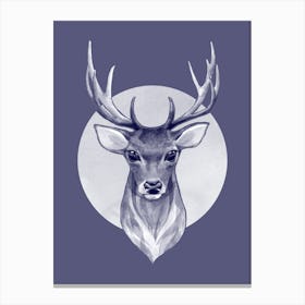 Grey Illustrated Deer Canvas Print