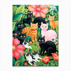 Cats In The Garden 1 Canvas Print