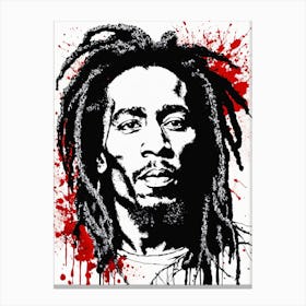 Bob Marley Portrait Ink Painting (17) Canvas Print