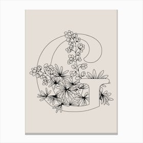 G FLORAL INITIAL Canvas Print