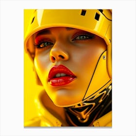 Robot Girl With helmet - Yellow Leinwandbild