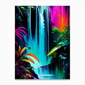 Waterfalls In A Jungle Waterscape Bright Abstract 2 Canvas Print