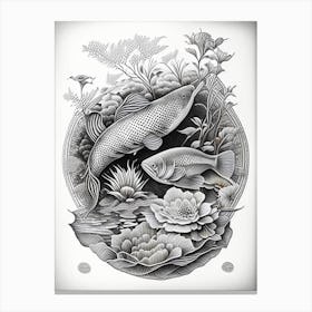 Doitsu Hariwake Koi 1, Fish Haeckel Style Illustastration Canvas Print