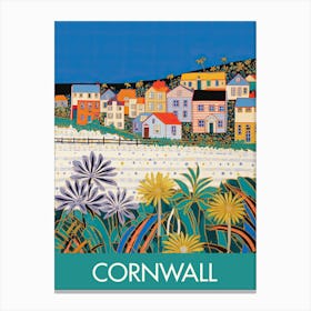 Cornwall Town England Travel Print Painting Cute Canvas Print
